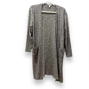 NINE WEST | Heather Gray Ribbed Duster | Long Sweater Cardigan | Size XS